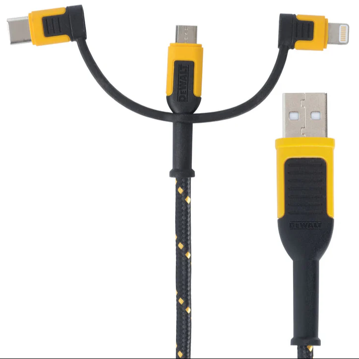 DeWalt 3-in-1 (Lightning / Micro USB / USB-C) Charging Cable - 6'