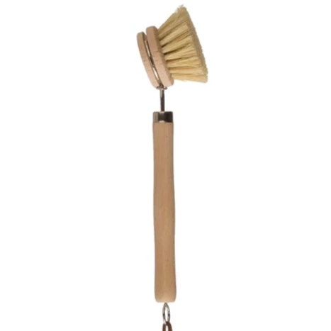 Natural Beechwood Dish Brush w/ Leather Strap - 9.5" - Image 2