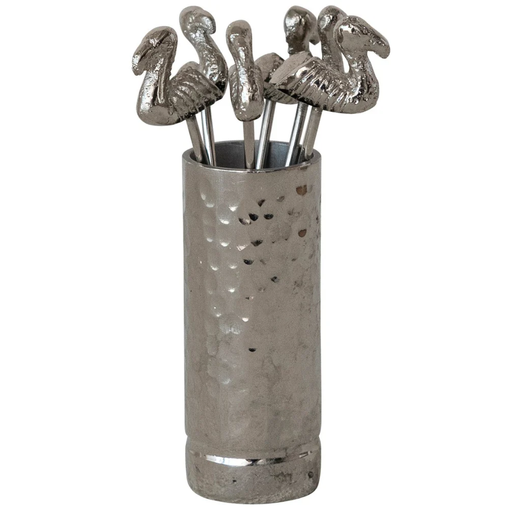 Creative Co-op Stainless Steel Appetizer Picks w/ Aluminum Holder - 7 pc. - Image 2