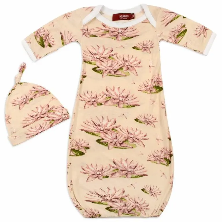 Milkbarn Bamboo Muslin Newborn Gown & Hat Set - Image 3