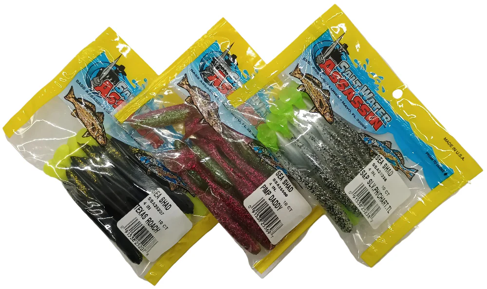 Bass Assassin Swimming Shad & Sea Shad Soft Lures - 4" & 5" - Image 2
