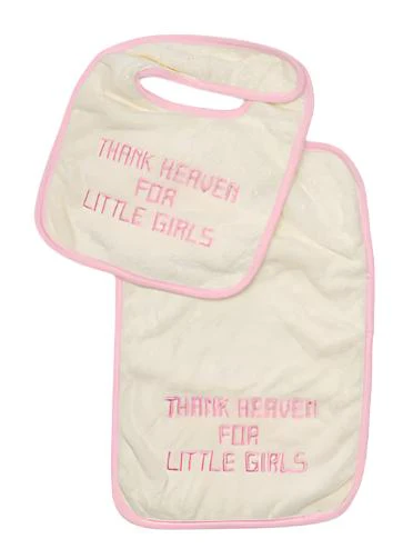 "Thank Heaven" Embroidered Bib & Burp Cloth - Image 3