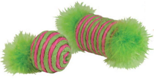 Kylie's Raffia Spool & Feathered Ball Cat Toys - 2 pc. - Image 2