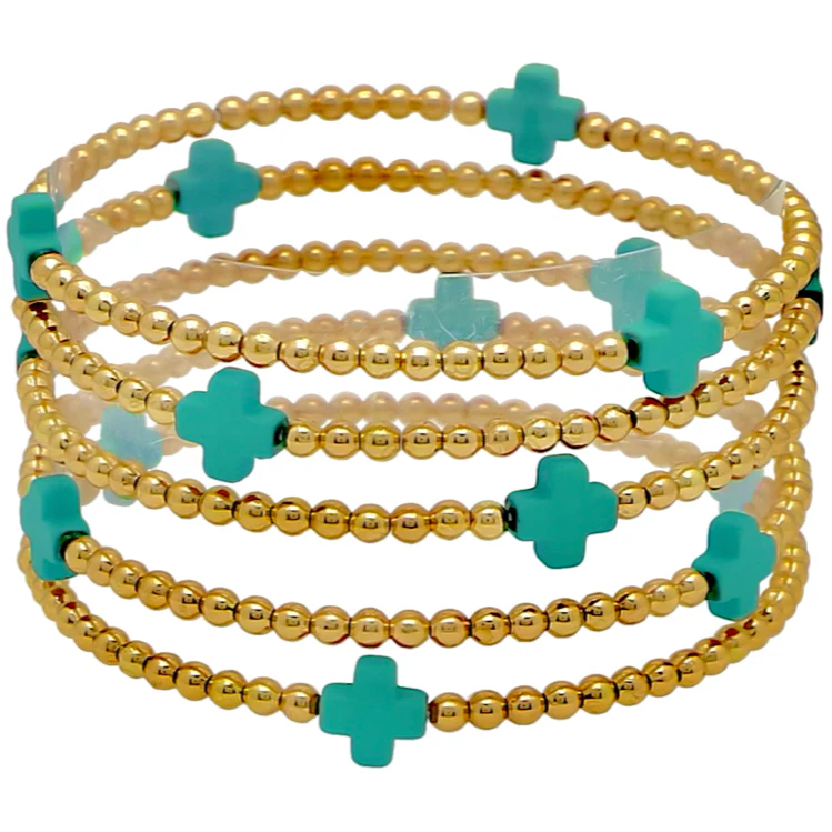 Posh Jewelry Co. Beads & Cross Charm Stack Bracelets - Image 2