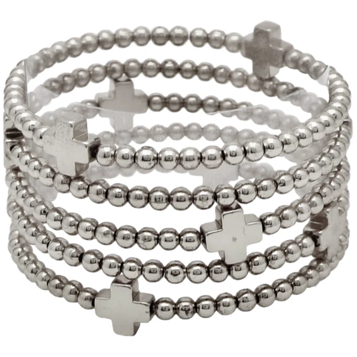 Posh Jewelry Co. Beads & Cross Charm Stack Bracelets - Image 3