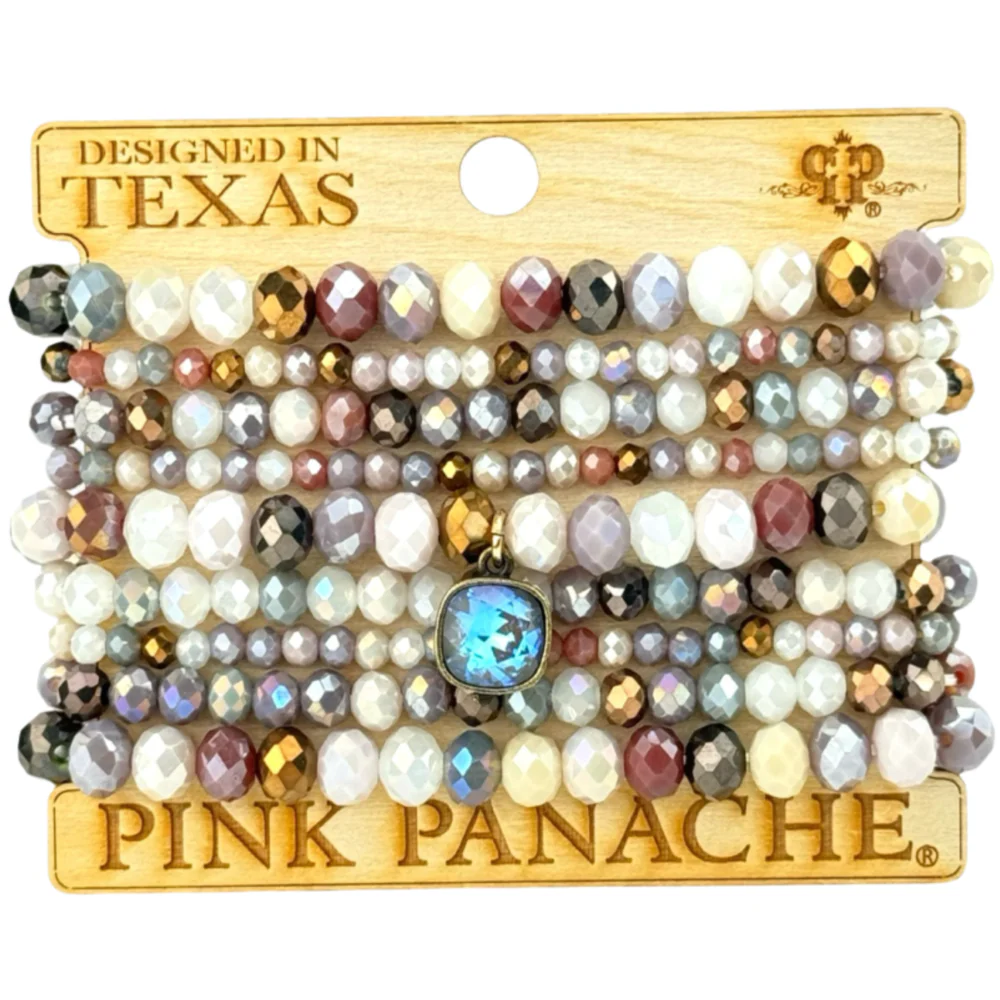 Pink Panache Nine Strand Mixed Bead Bracelets - Image 2