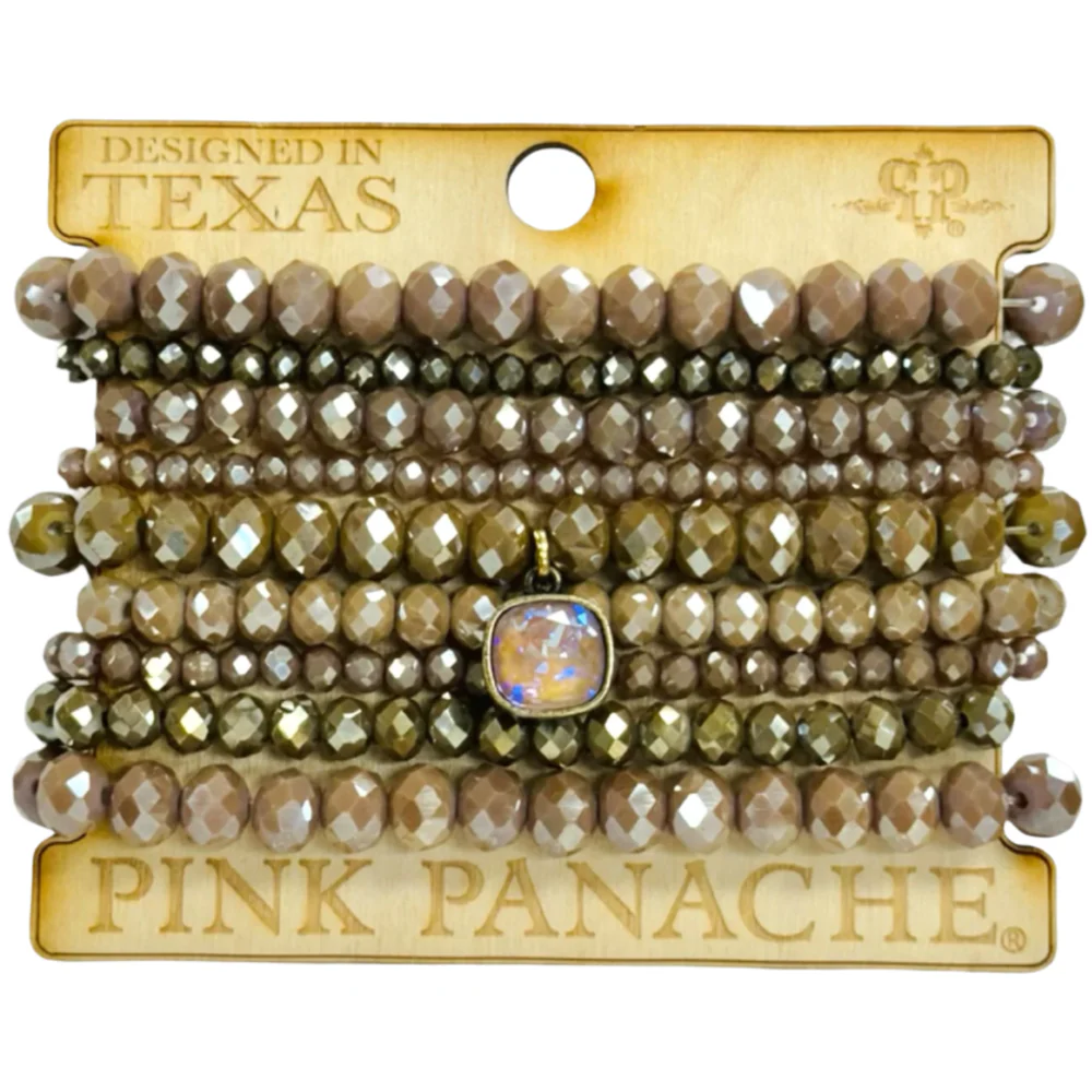 Pink Panache Nine Strand Mixed Bead Bracelets - Image 3