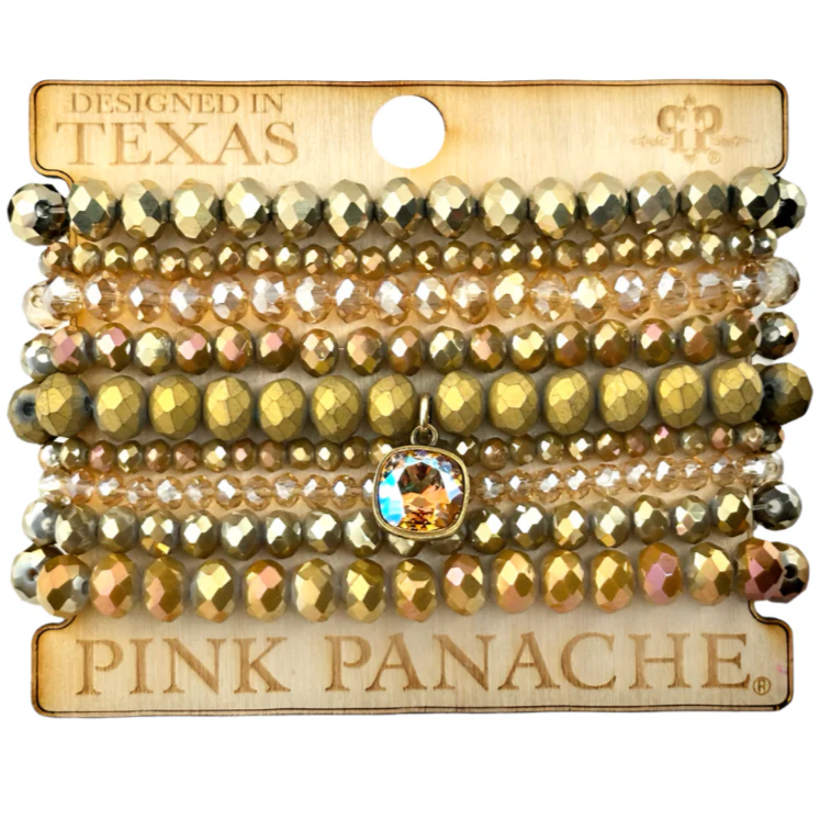Pink Panache Nine Strand Mixed Bead Bracelets - Image 4