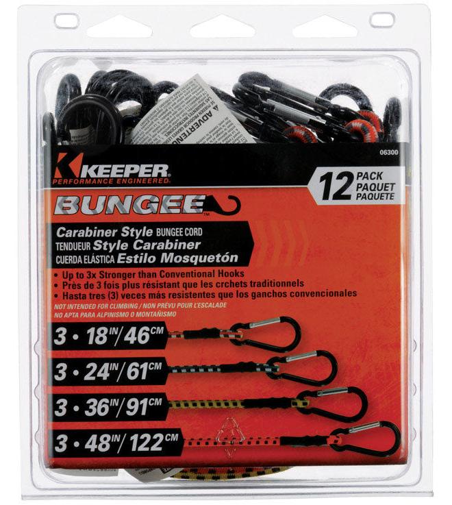 Keeper Braided Bungee Cords - Carabiner Clip - Image 6