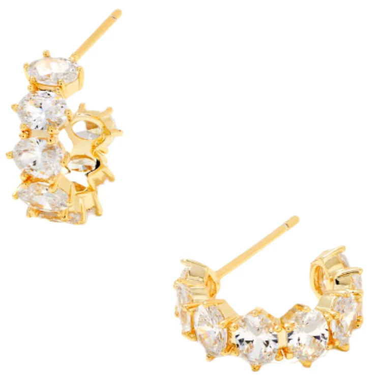 Kendra Scott Cailin Gold & Crystal "Huggie" Earrings - Image 12
