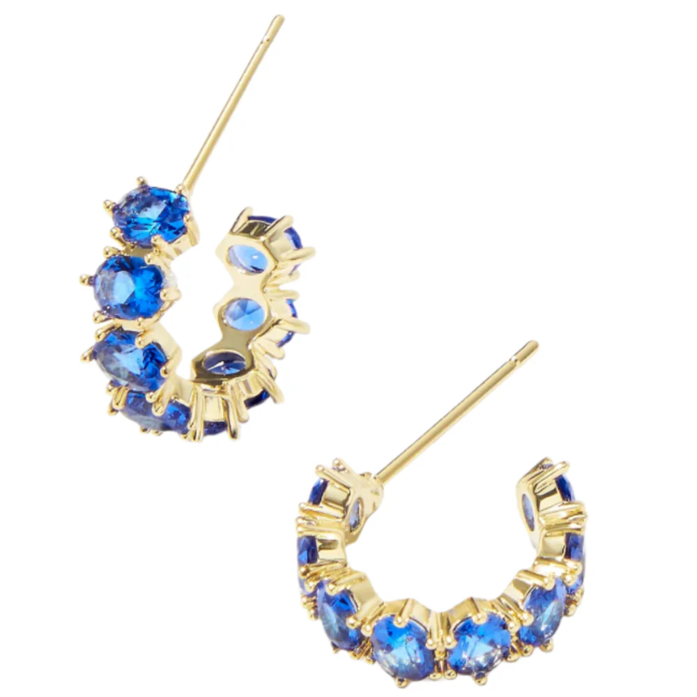 Kendra Scott Cailin Gold & Crystal "Huggie" Earrings - Image 2