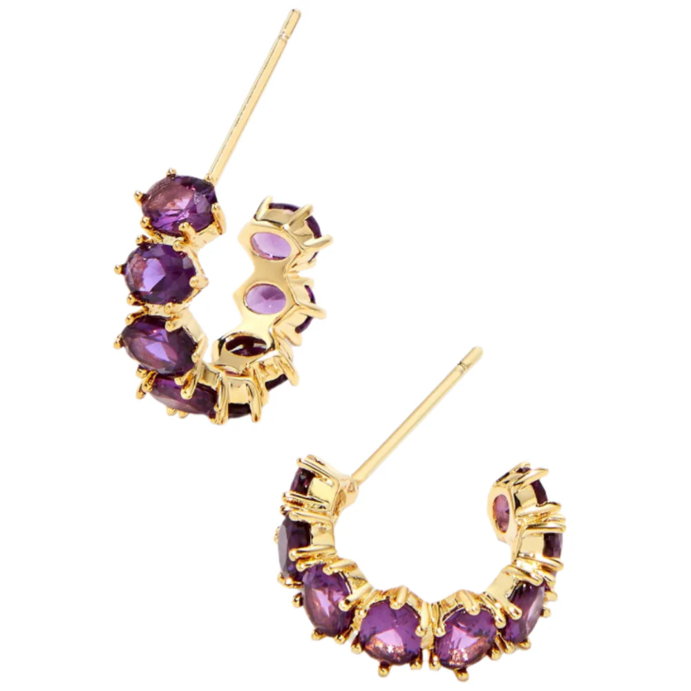 Kendra Scott Cailin Gold & Crystal "Huggie" Earrings - Image 3