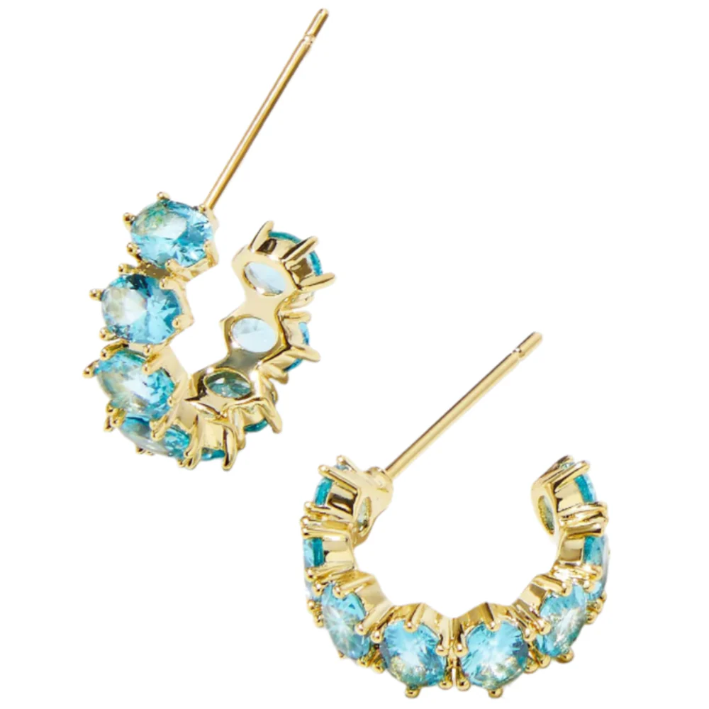 Kendra Scott Cailin Gold & Crystal "Huggie" Earrings - Image 8