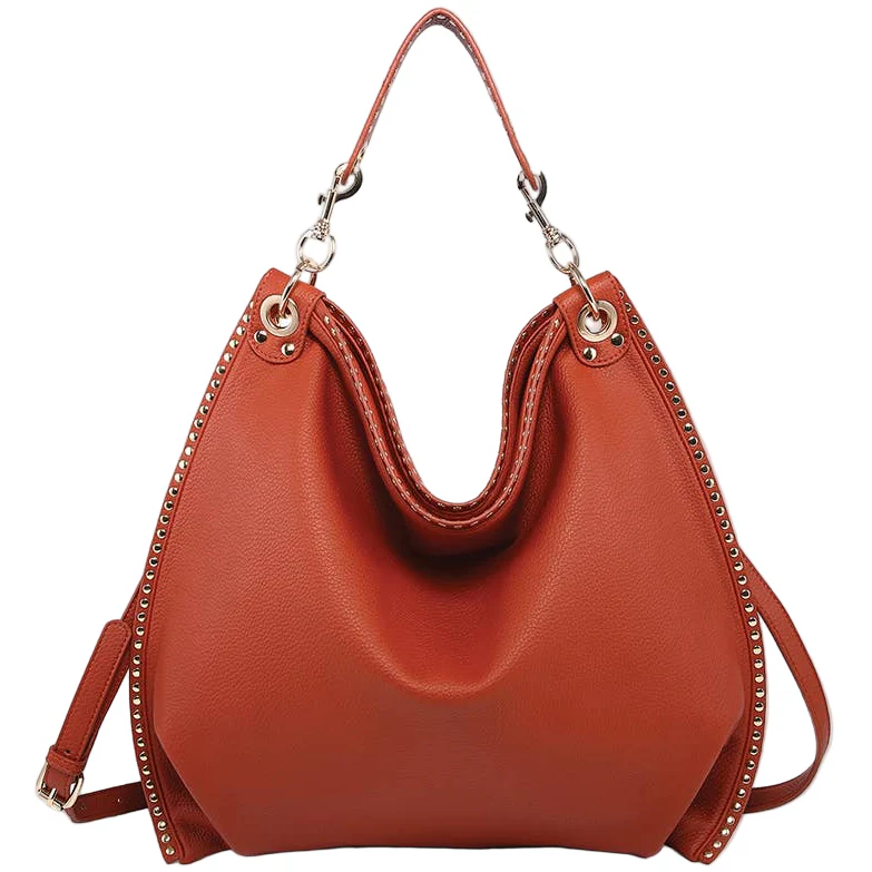 Jen & Co. Carly Studded Slouchy Vegan Leather Hobo Bag - Image 2