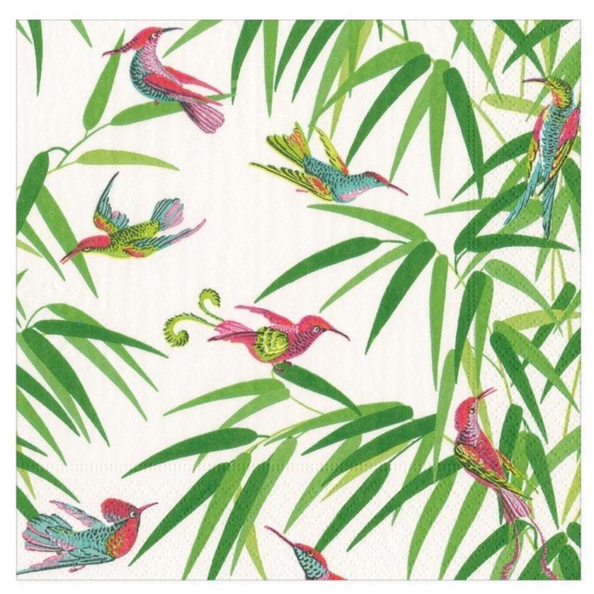 Caspari Birds in Paradise (White) Paper Napkins - Image 2