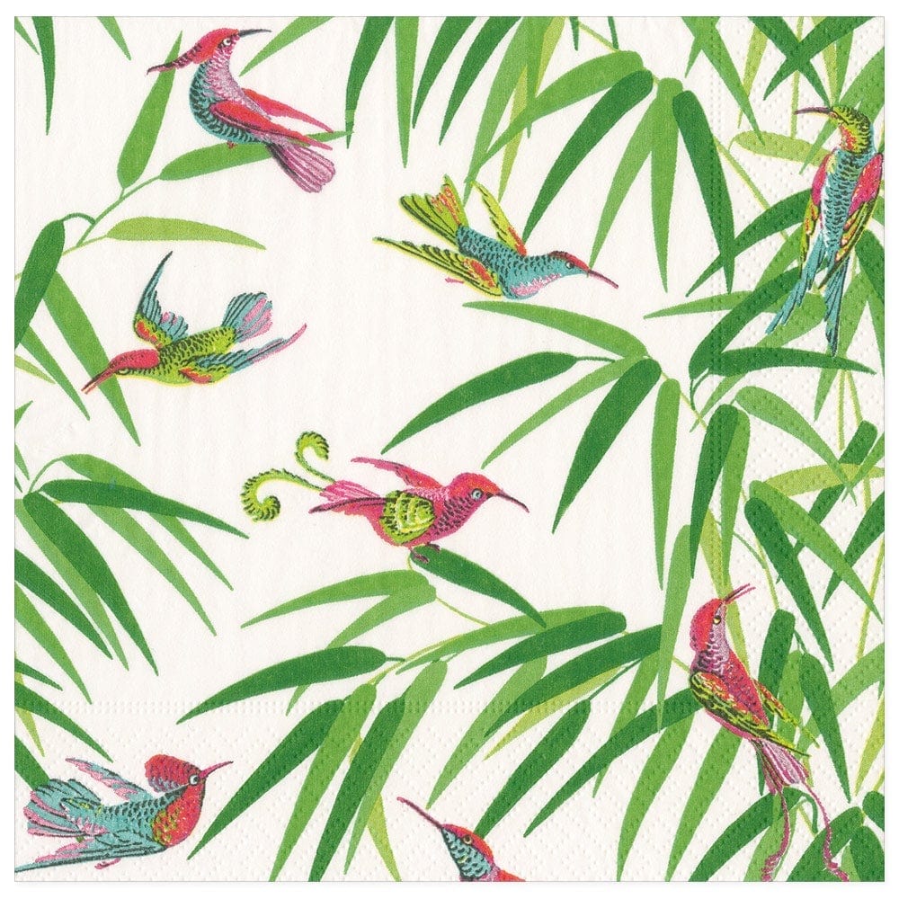 Caspari Birds in Paradise (White) Paper Napkins - Image 4