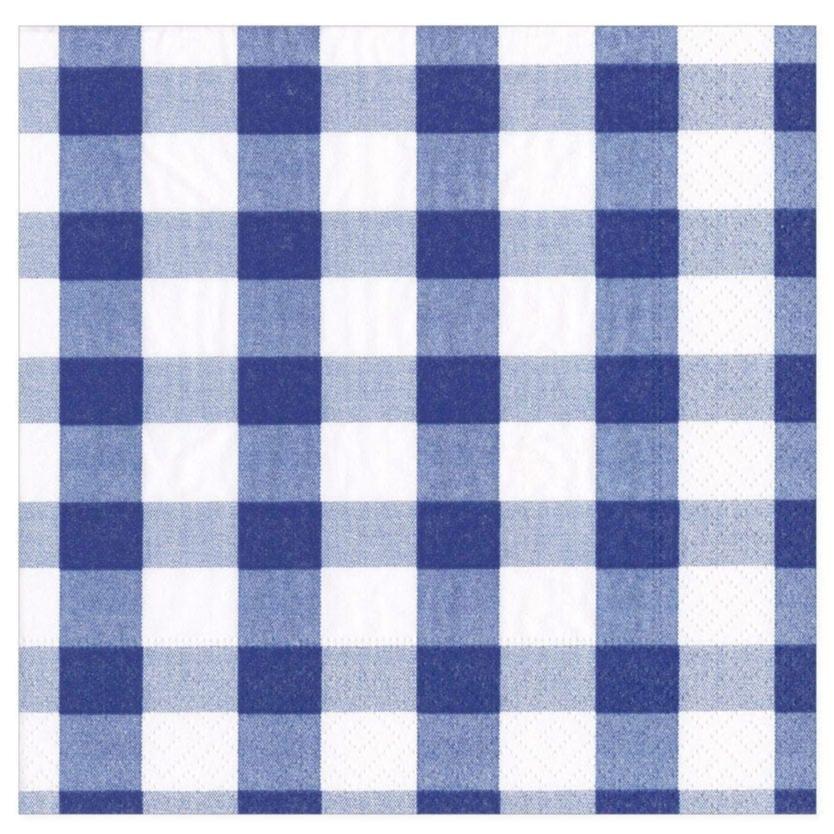 Caspari Blue Gingham Paper Napkins - Image 2