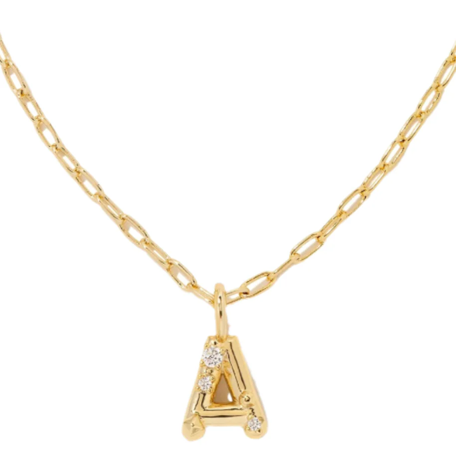 Kendra Scott Gold Crystal Letter Pendant Necklaces - Image 2