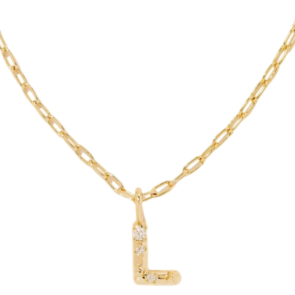 Kendra Scott Gold Crystal Letter Pendant Necklaces - Image 9