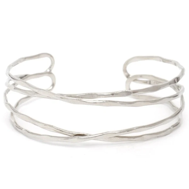 Textured Plated Brass Cuff Bracelet - Image 2