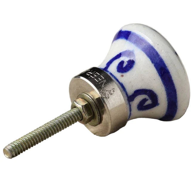 Knobco Blue & White Ceramic Sea Shell Knob - 1.5" - Image 2