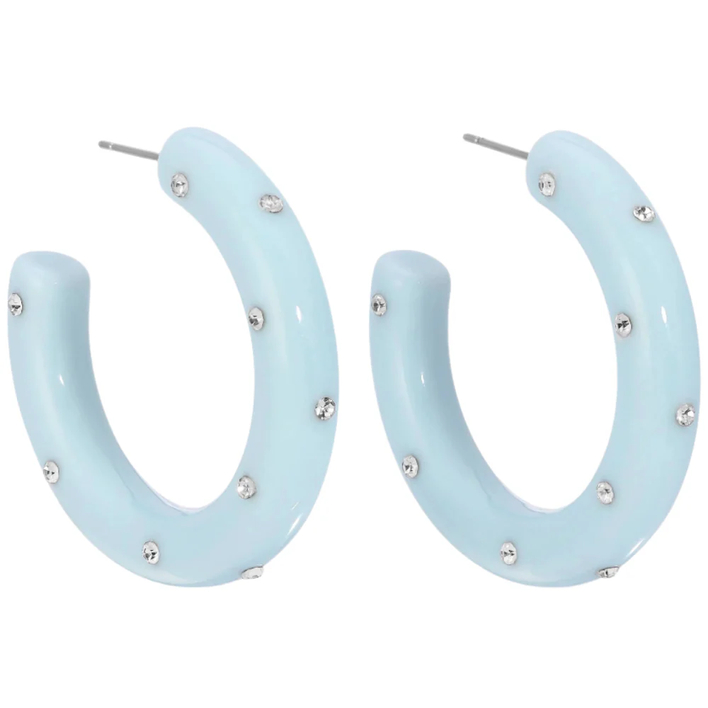 Splendid Iris Resin Rhinestone Hoop Earrings - Image 3