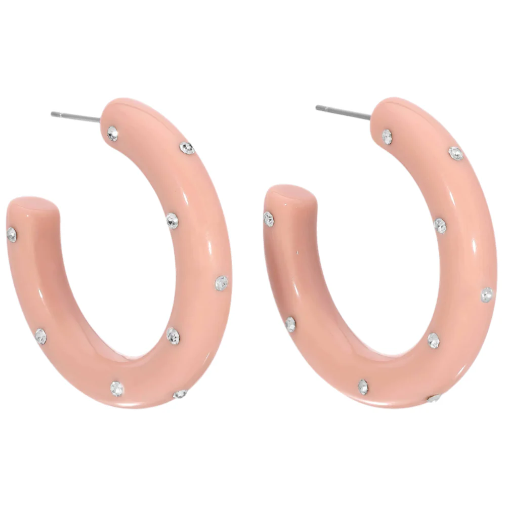 Splendid Iris Resin Rhinestone Hoop Earrings - Image 5