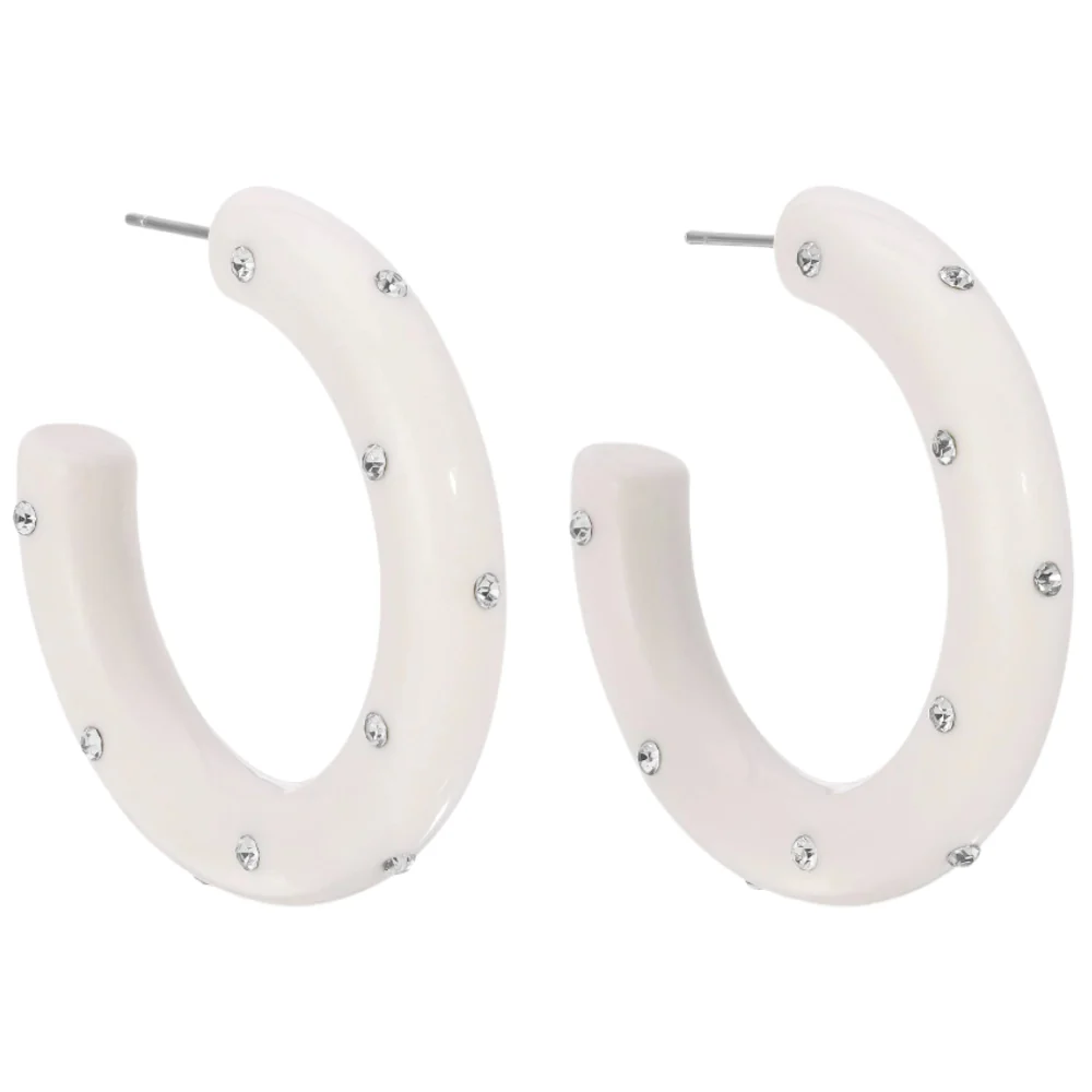 Splendid Iris Resin Rhinestone Hoop Earrings - Image 6