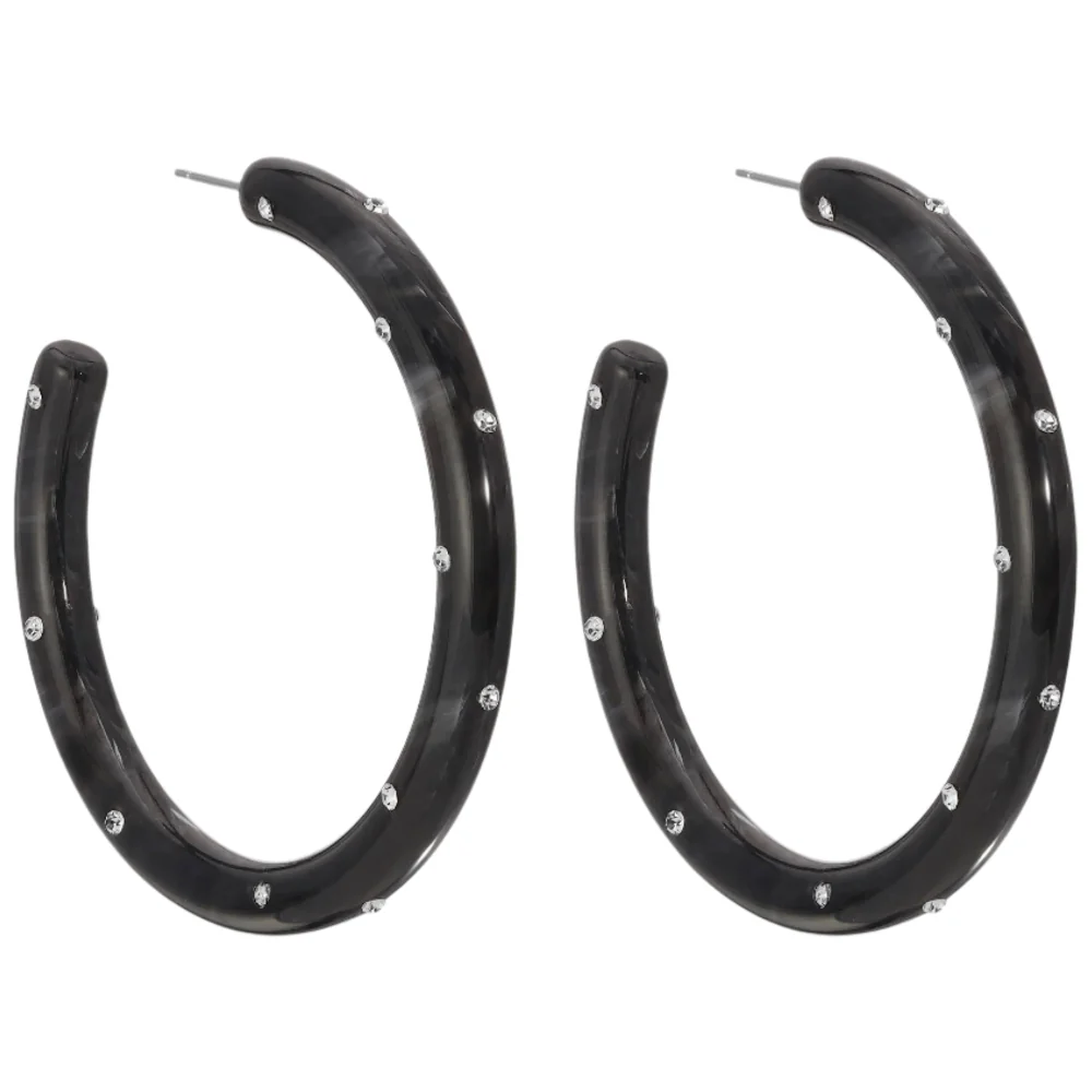 Splendid Iris Resin Rhinestone Hoop Earrings - Image 7