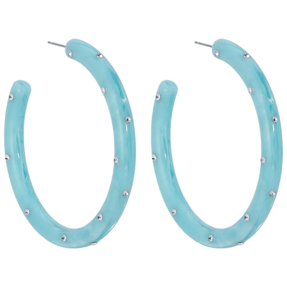 Splendid Iris Resin Rhinestone Hoop Earrings - Image 8