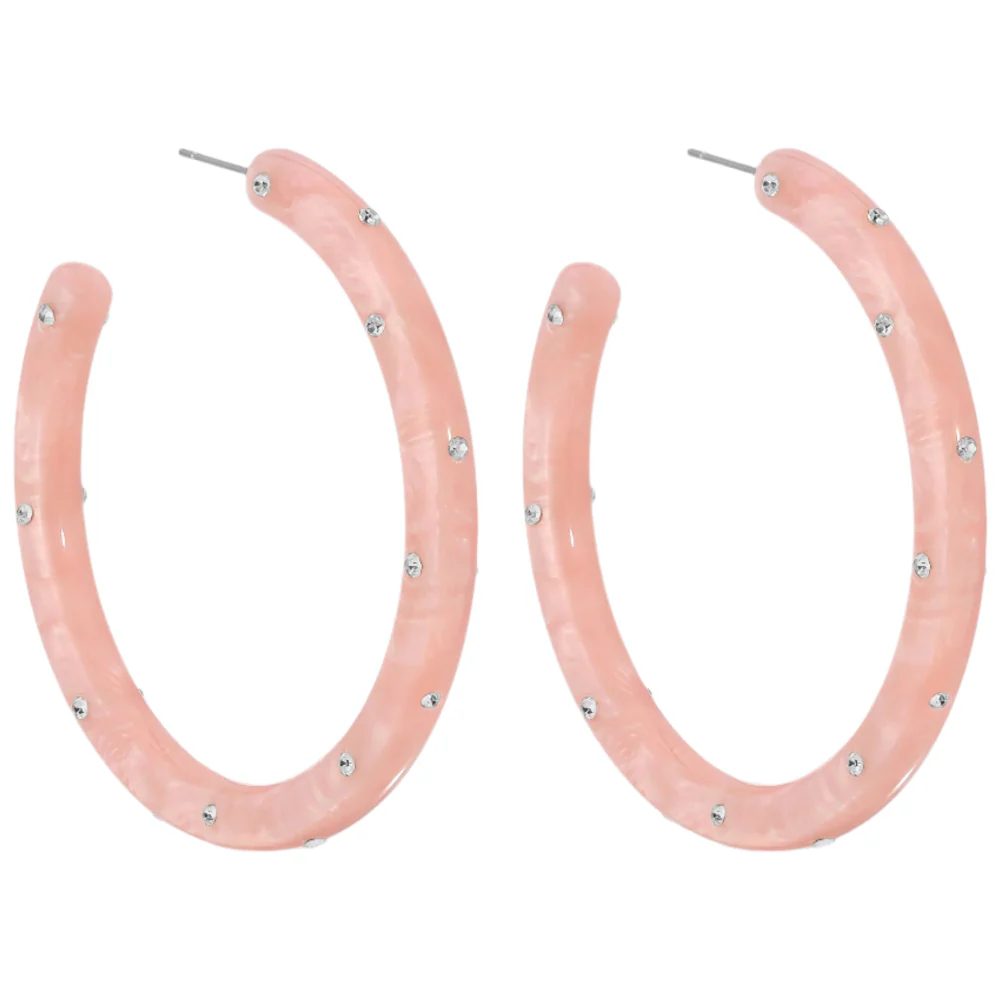 Splendid Iris Resin Rhinestone Hoop Earrings - Image 9