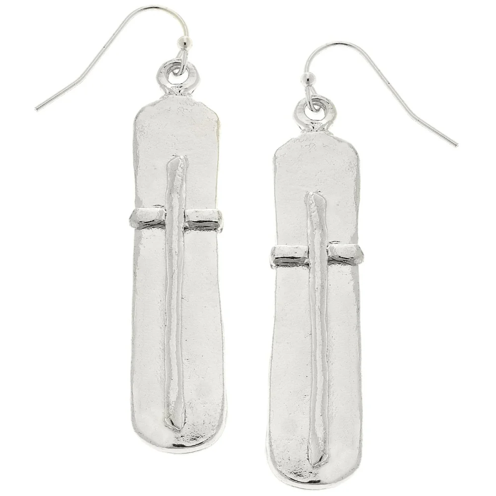 Susan Shaw Hammered Bar Cross Earrings - Image 2