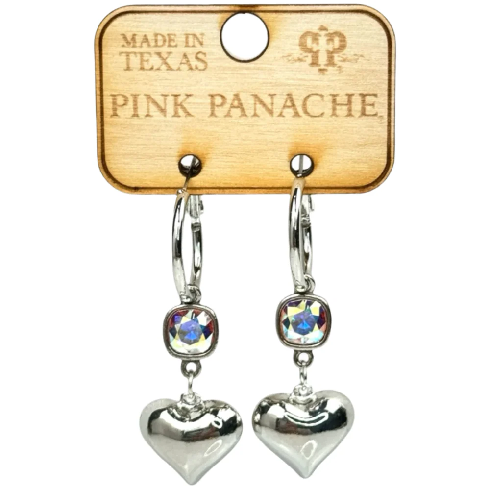 Pink Panache Heart-Shaped Metal Drop Earrings - Image 2