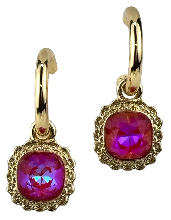 Posh Jewelry Co. Square Rhinestone Dangle Hoop Earrings - Image 2