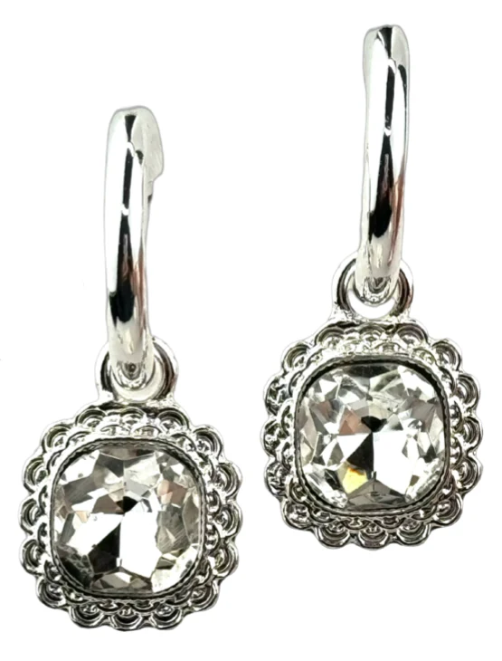Posh Jewelry Co. Square Rhinestone Dangle Hoop Earrings - Image 4