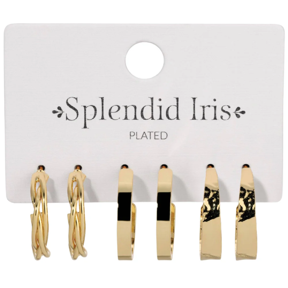 Splendid Iris Assorted Textured Hoop Earrings Set - 3 pc. - Image 2