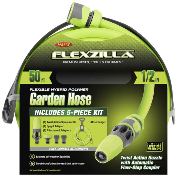 Flexzilla 5-Piece Heavy Duty Premium Garden Hose Kit - 50' - Image 2