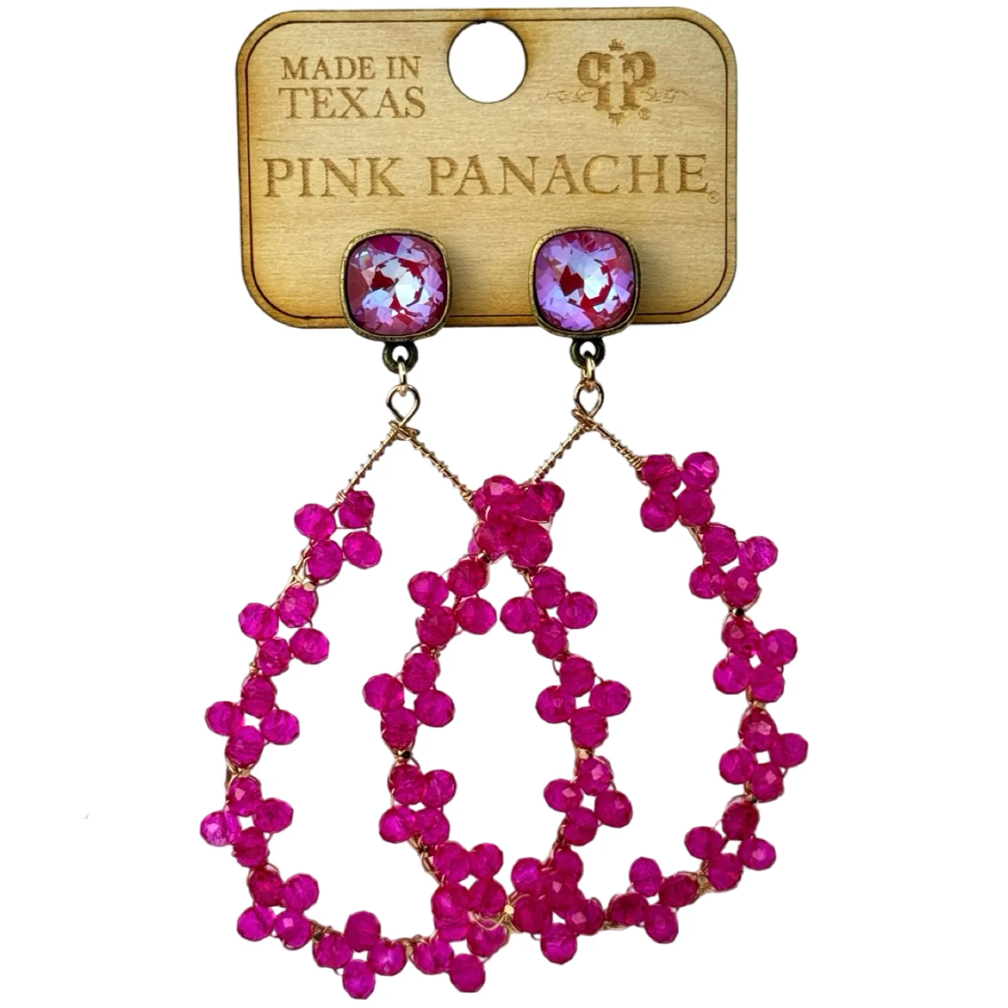 Pink Panache Floral Bead Teardrop Earrings - Image 3