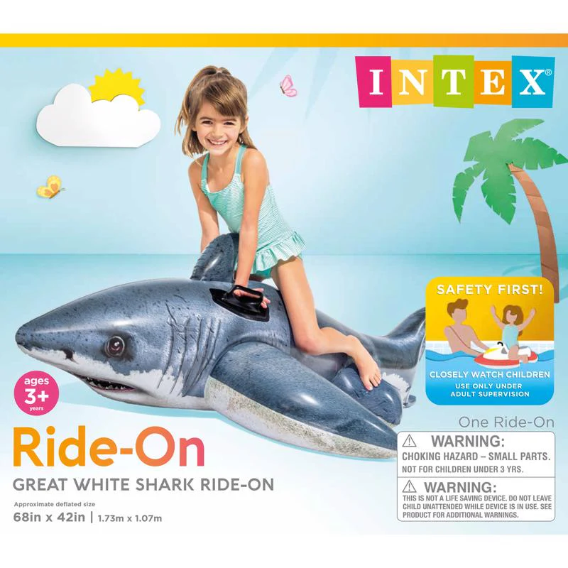 Intex Vinyl Inflatable Great White Shark Pool Float - Image 2