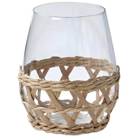 Cattail Straw Lattice Stemless Wine Glass - 16 oz. - Image 4