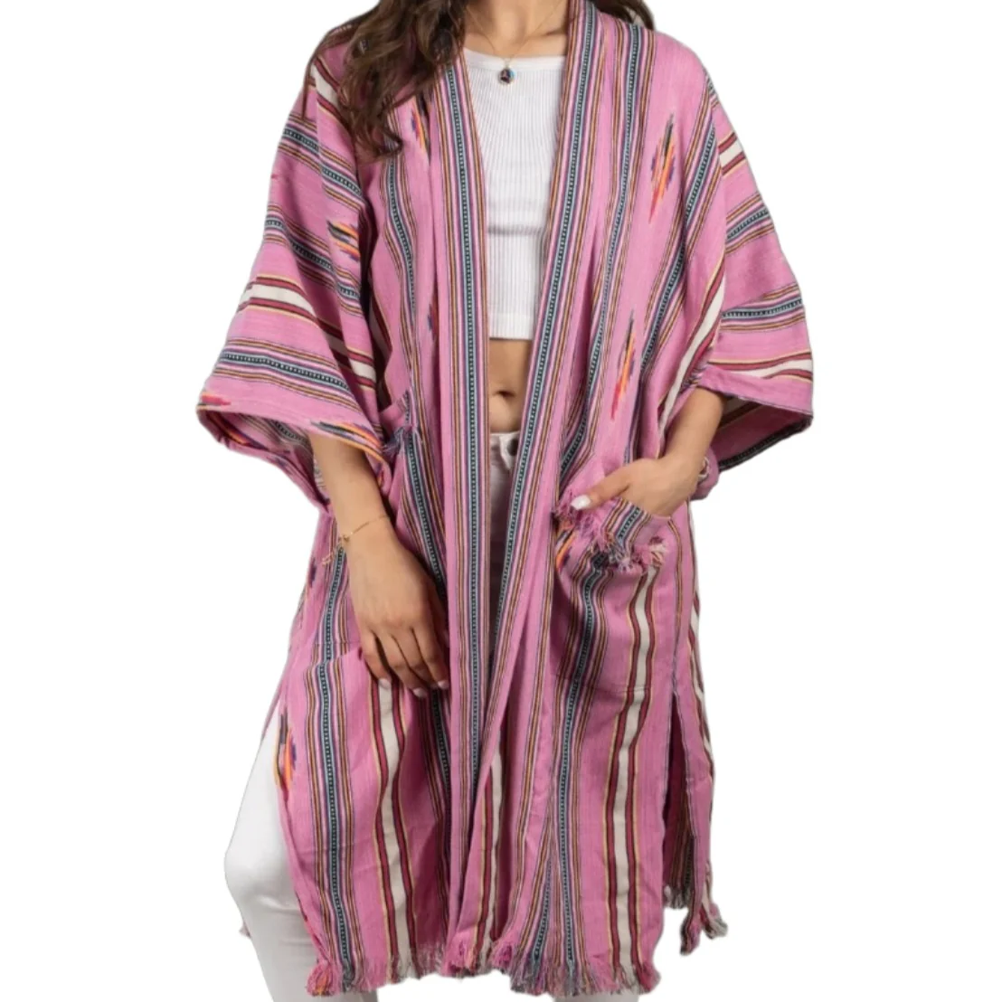 Ikat Striped Kimono Jacket - Image 2