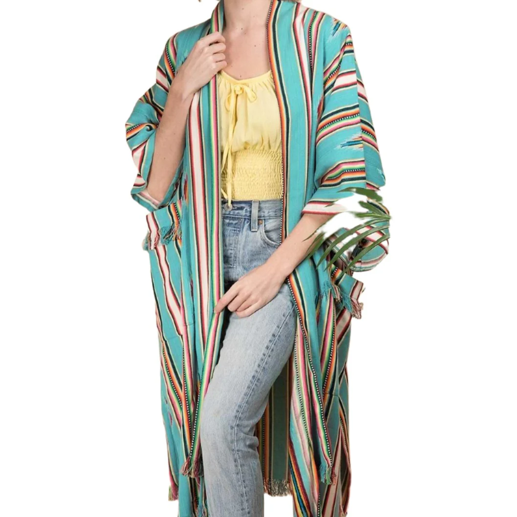 Ikat Striped Kimono Jacket - Image 3