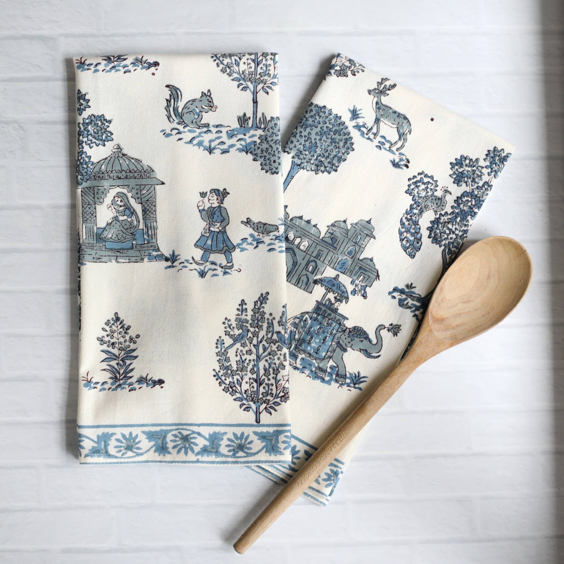 Pacific & Rose Block-Printed Cotton Kitchen Towels - 2 pc. - Image 14
