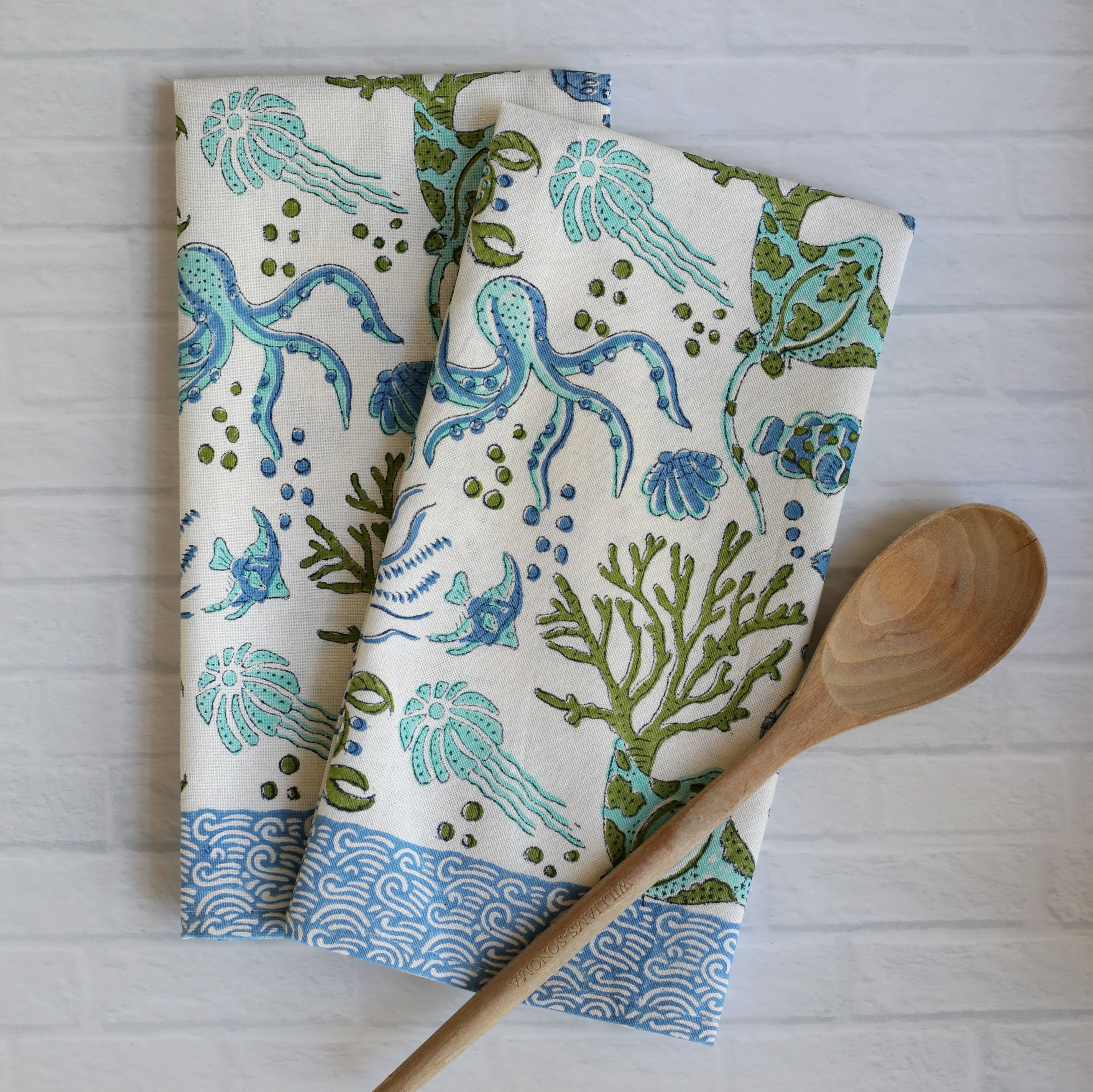 Pacific & Rose Block-Printed Cotton Kitchen Towels - 2 pc. - Image 15