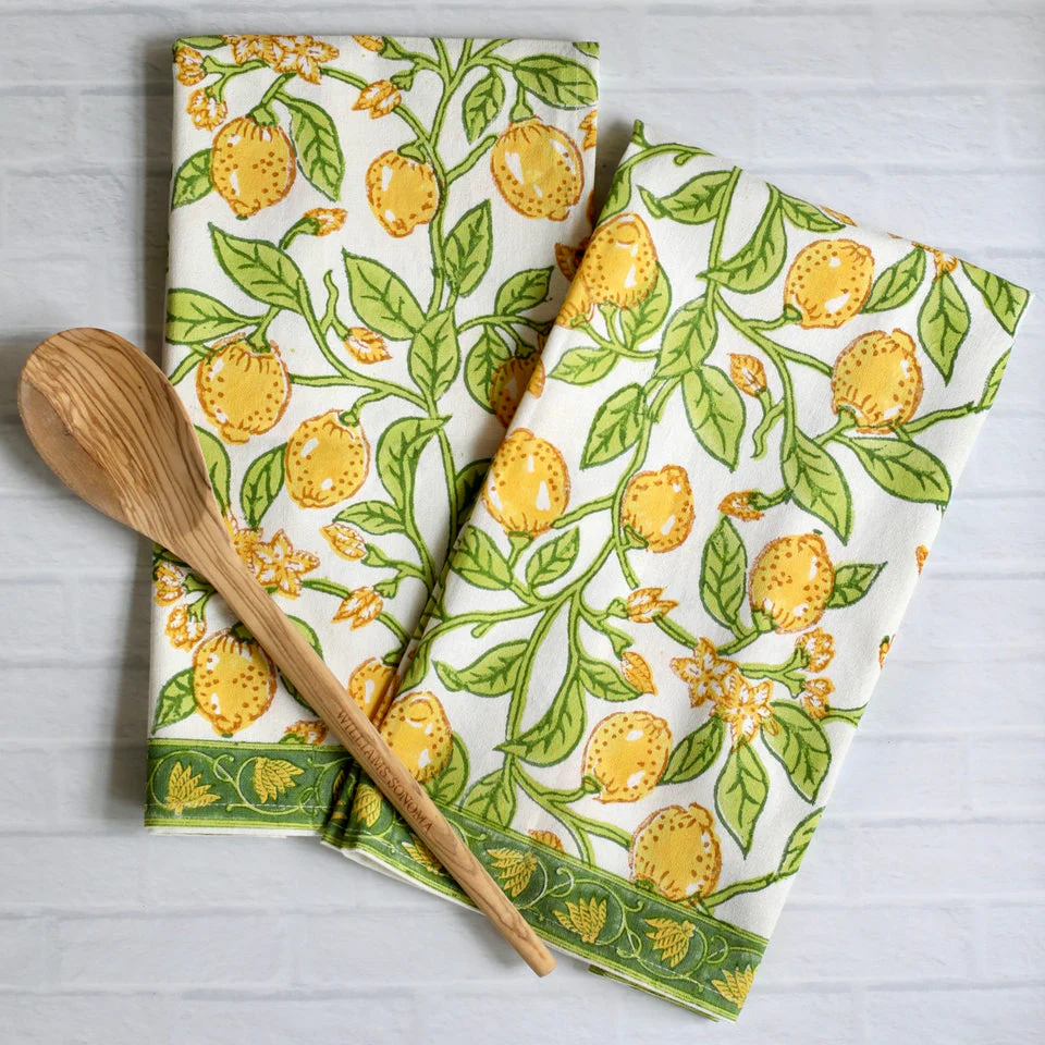 Pacific & Rose Block-Printed Cotton Kitchen Towels - 2 pc. - Image 3
