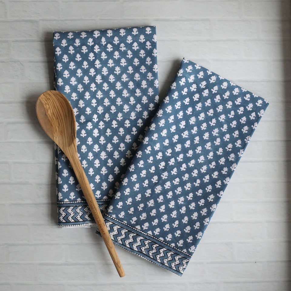Pacific & Rose Block-Printed Cotton Kitchen Towels - 2 pc. - Image 4