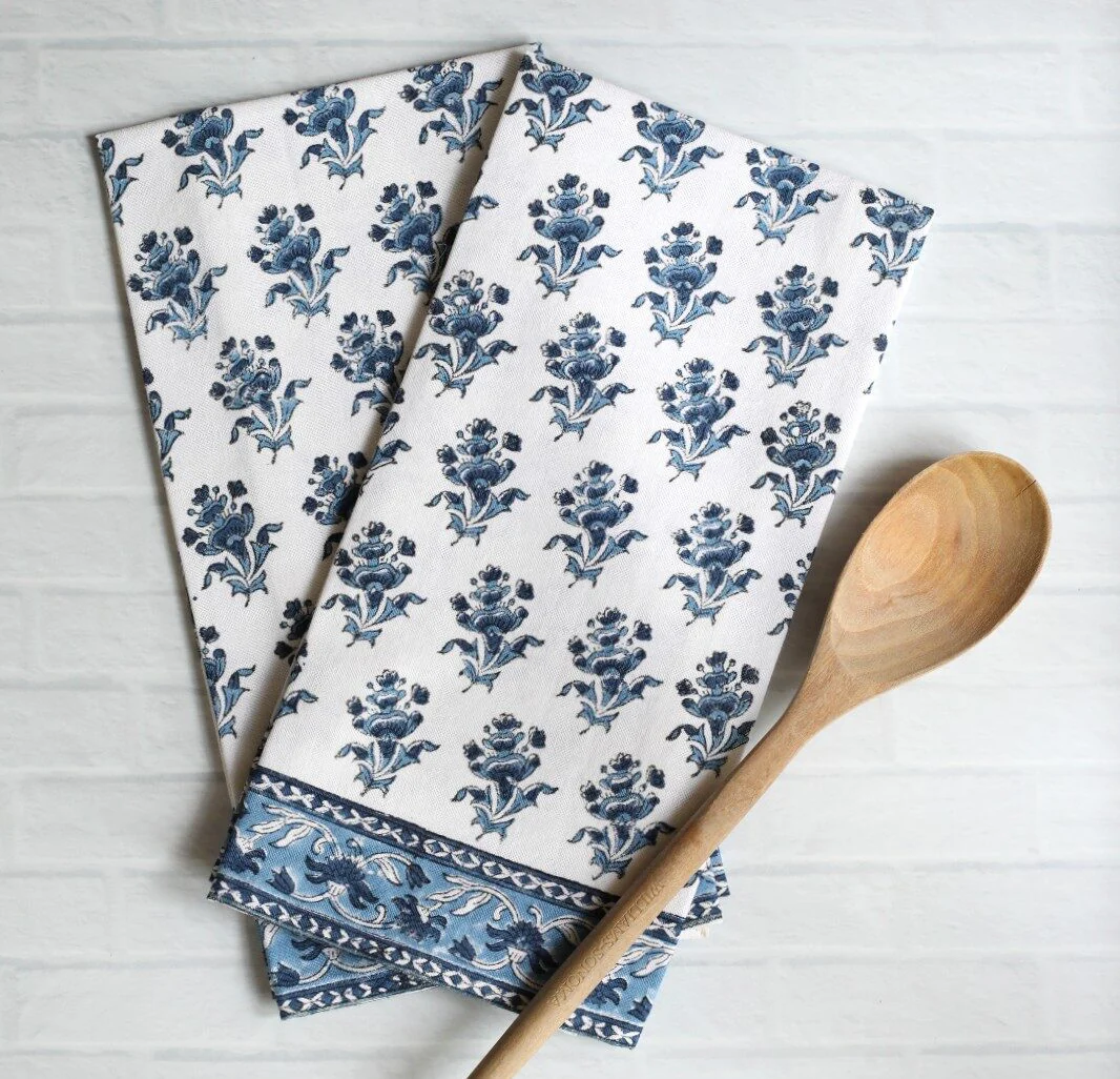 Pacific & Rose Block-Printed Cotton Kitchen Towels - 2 pc. - Image 5