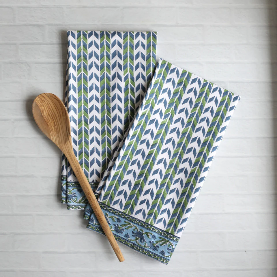 Pacific & Rose Block-Printed Cotton Kitchen Towels - 2 pc. - Image 9