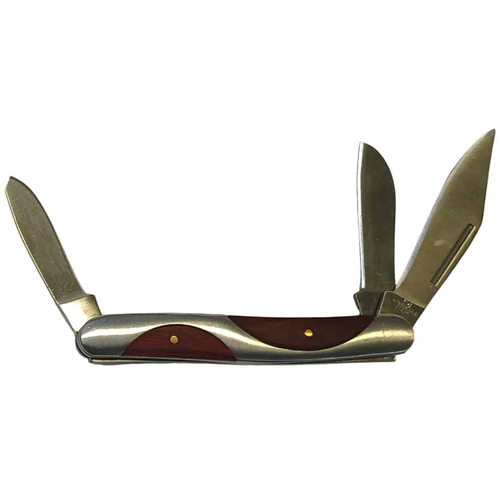Service Tool Stainless Steel w/ Cherry Wood Inlay Pocket Knives - Image 2