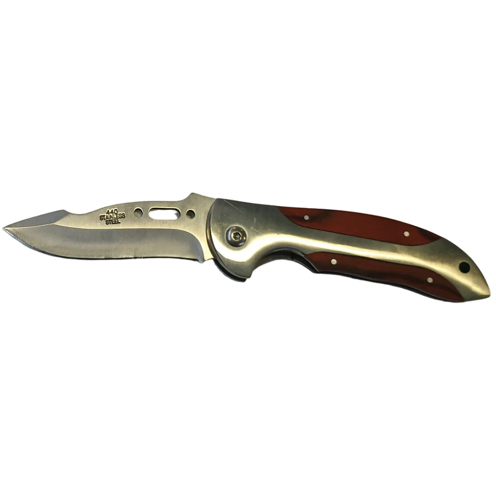 Service Tool Stainless Steel w/ Cherry Wood Inlay Pocket Knives - Image 3